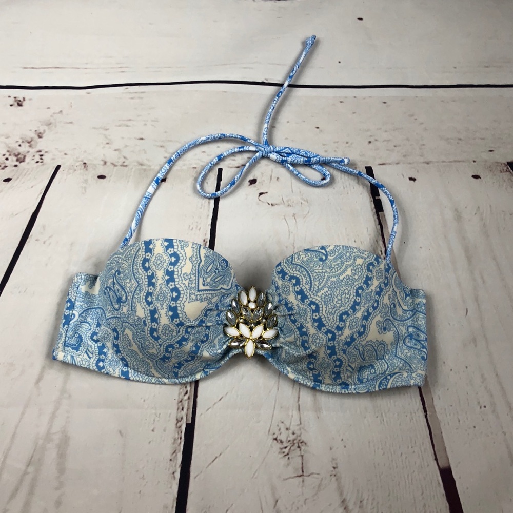 34C VS Blue Paisley Swim Top